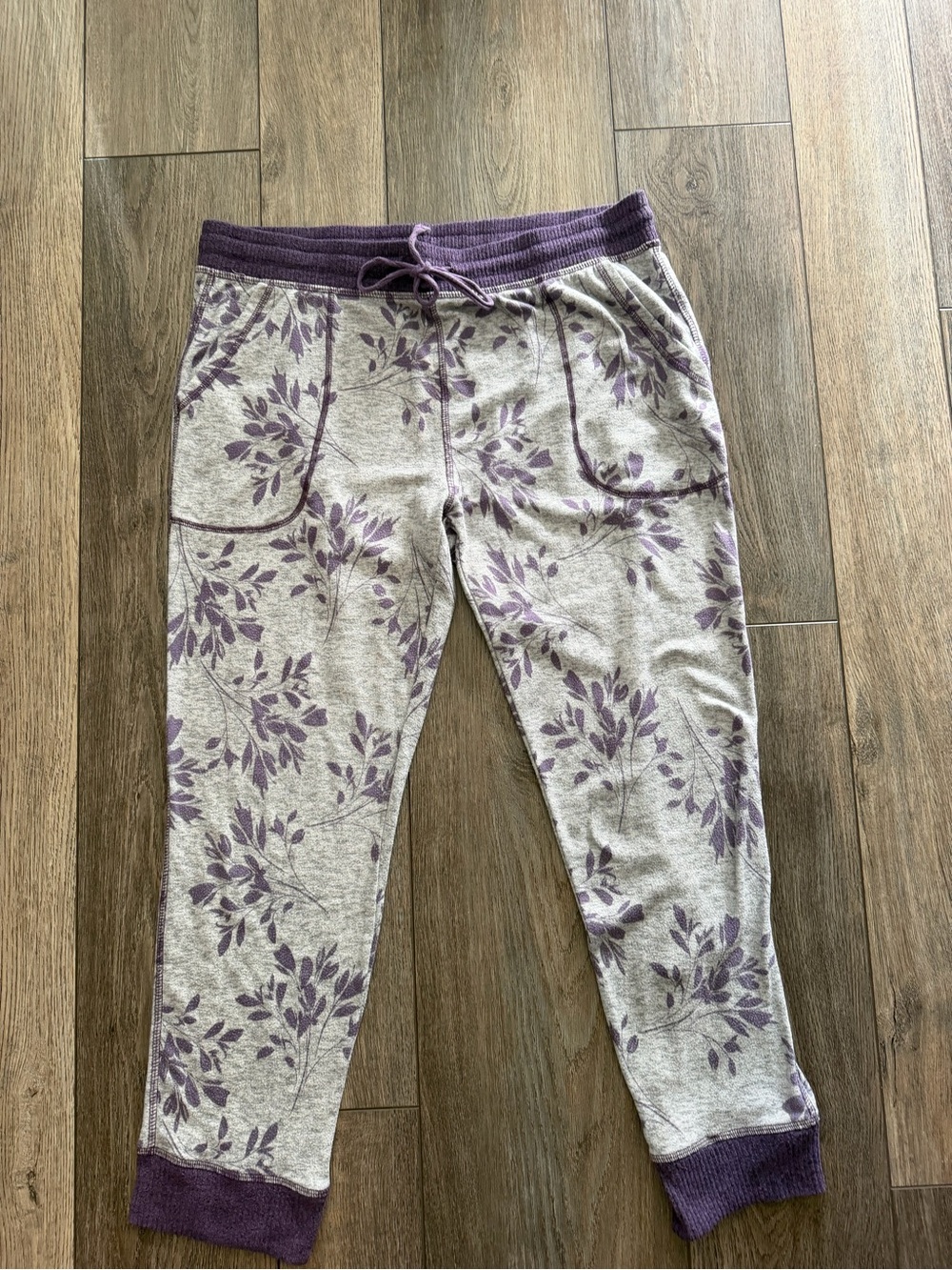 Karen Neuburger Women’s Gray and Purple Floral Cozy Pajama Pants XL
